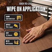 Vista 3 de Walrus Oil - Aceite danés con acabado para muebles. Sellador de madera a base de aceite Tung. Naturalmente libre de COV, acabado mate, botella de 8