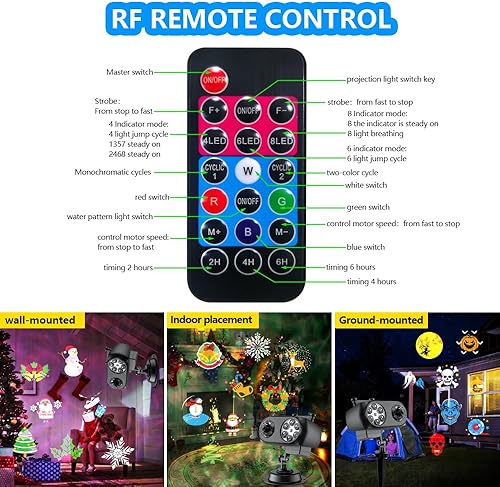 Miniatura 4 de Luces de proyector navideñas, luces de proyección LED impermeables con 10 patrones de movimiento HD y ondas oceánicas 3D, control remoto y