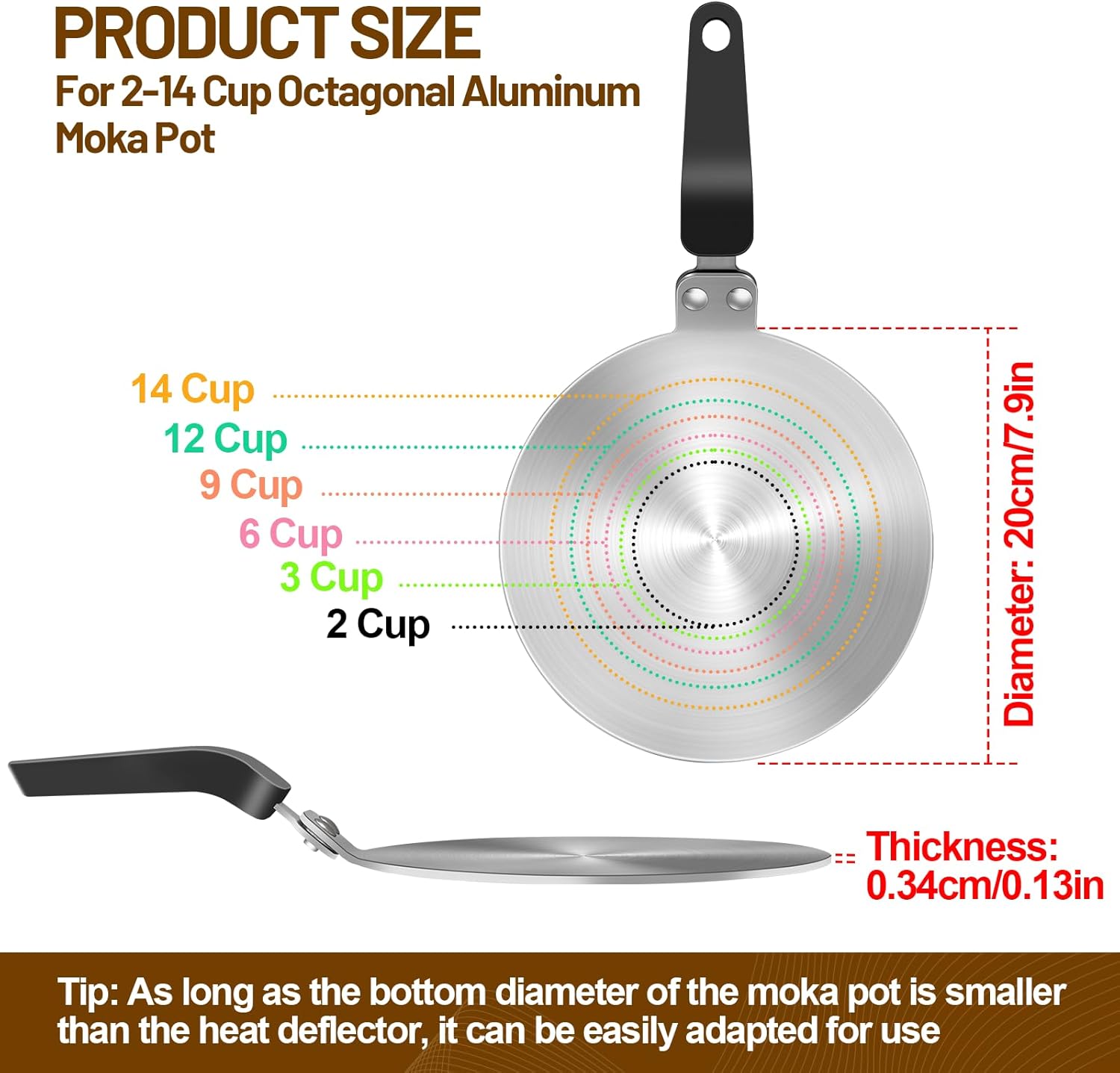 12 Cup White Aluminum Espresso Stovetop Coffeemaker Percolator & 20cm/7.9in Induction Cooker Adapter Plate Stainless Steel Heat Sink