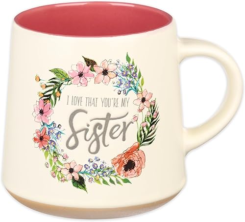 Christian Art Gifts Taza de café de cerámica rosa floral – 14 oz. Taza de café y té inspiradora apta para microondas y lavavajillas para mujeres con