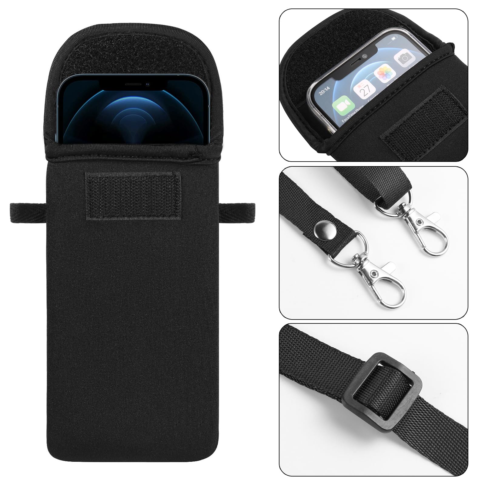 Dual Layer Neoprene Mobile Phone Sleeve, Zip Wallet Belt Loop Holster For IPhone 16 Plus 16 Pro Max 15 14 13 Pro Max Samsung Galxy A15 A55 A25 A05s - View #6