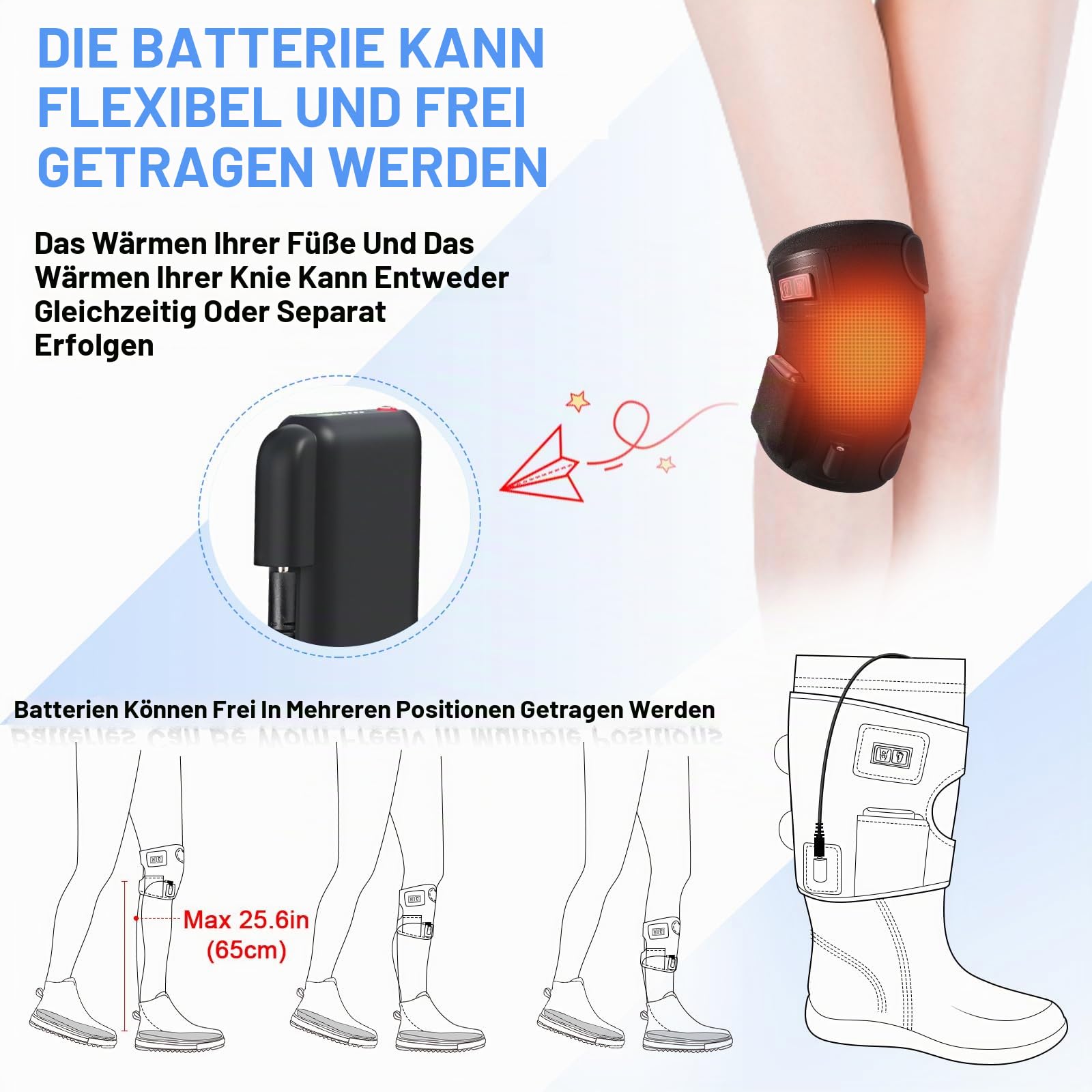 Beheizbare Einlegesohlen, Rtdep 7.4V Heizsohlen für Schuhe, Beheizte Knieschützer, Wärmesohlen, Beheizbare Sohlen für Herren Damen, Fußwärmer mit 3000 mAh Akku,Thermosohlen für Ski, Jagd, Wandern(S)