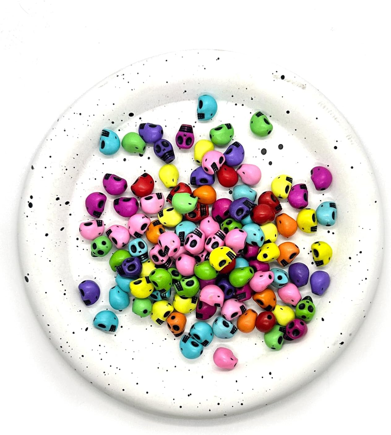 300PCS Halloween Skull Beads for Jewelry Making, Colorful Bead for Necklaces Bracelets Stuff Accessories, Resin Beads for Key Chains for Women Men image 3