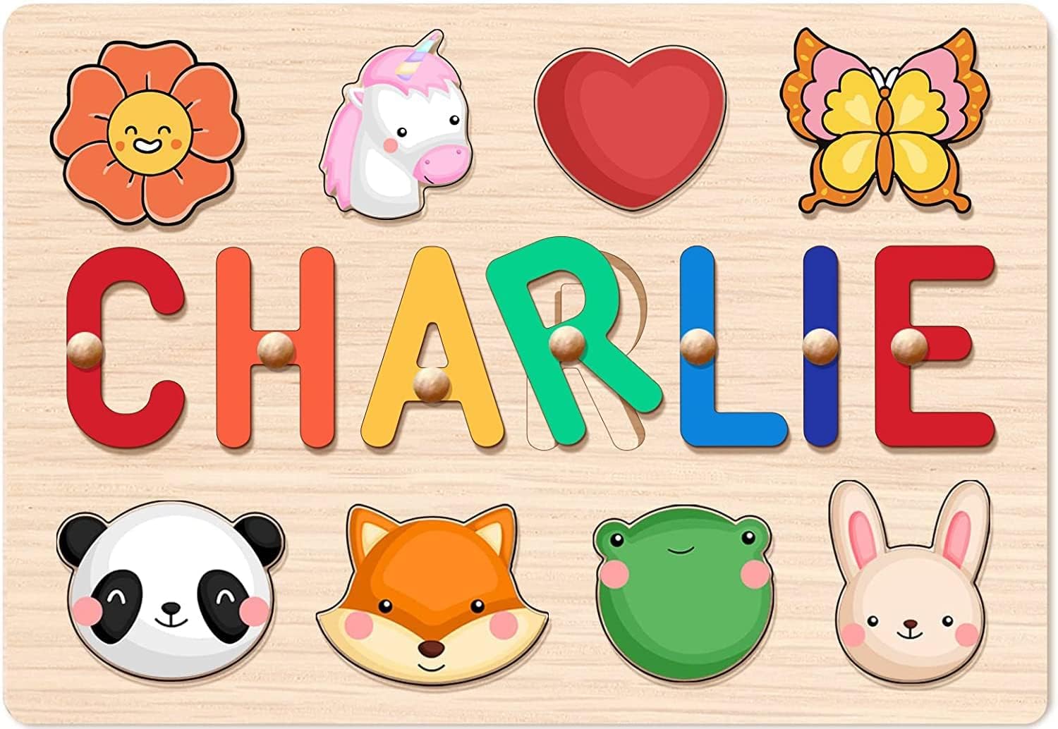Personalized Name Puzzle for Kids, Wooden Puzzles for 1 year Old with
