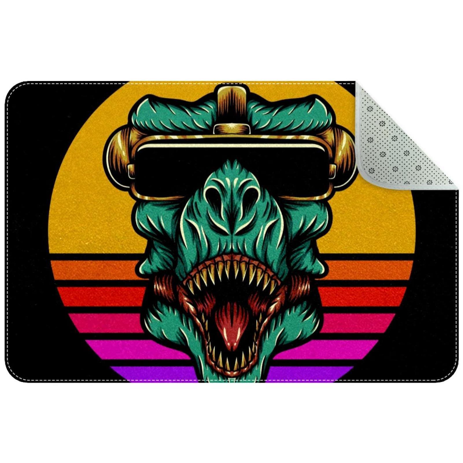 Paillasson T Rex vintage tapis entrée coucher de soleil rétro