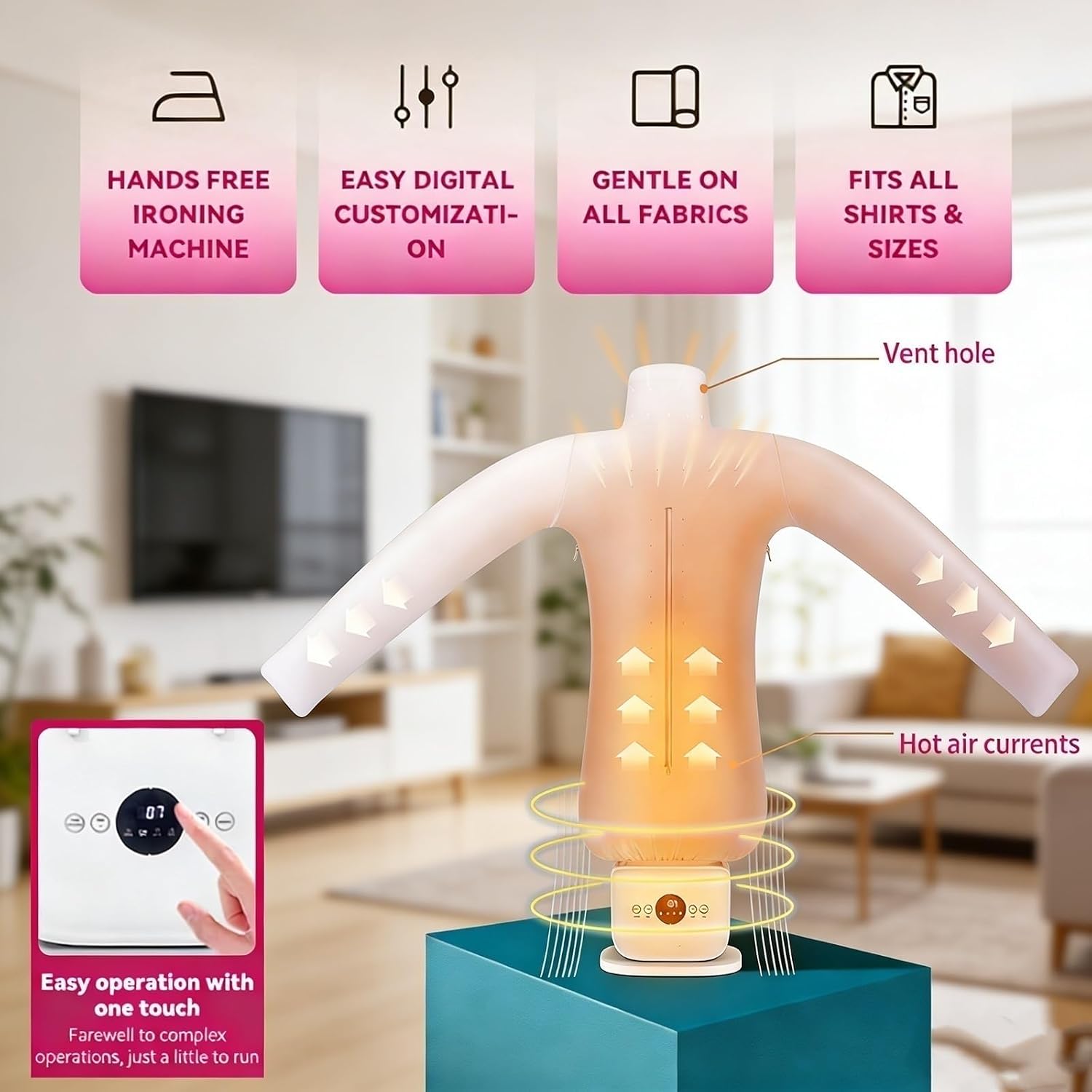Automatic Garment Steamer, 360° Full Coverage Dry Steam Wrinkle Remover for Apartments & Dorms(Full version)