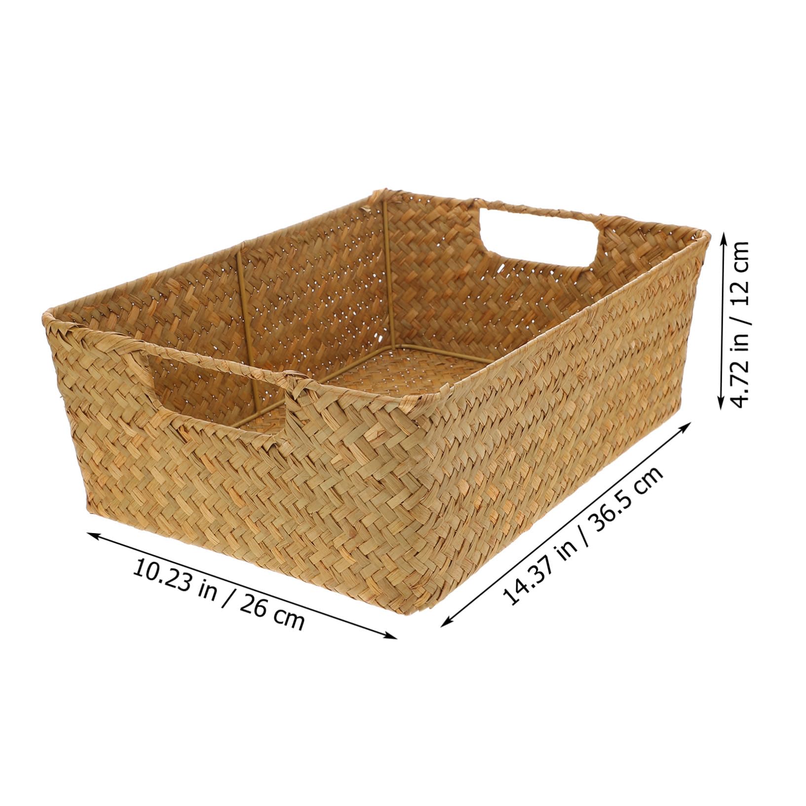 Alipis Cesta Cuadrada Gran Capacidad de Algas Naturales Mimbre Tejida a Mano Organizador Rectangular Portátil para Almacenamiento en Baño y Dormitorio