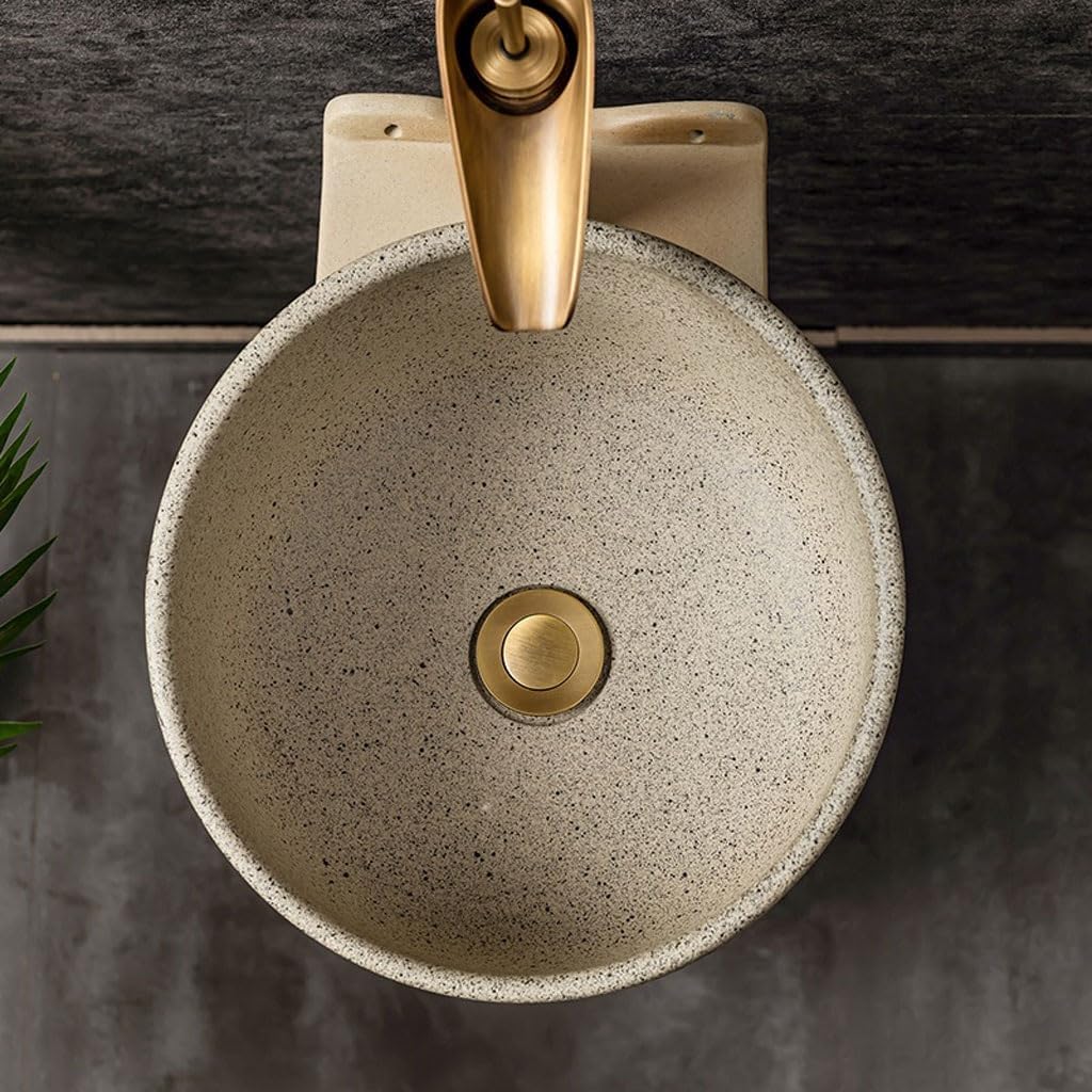 Pedestal Sinks Ceramic Column Wash Basin Outdoor Courtyard Pool Villa Balcony Floor-Standing Integrated Bathroom Sink (A)