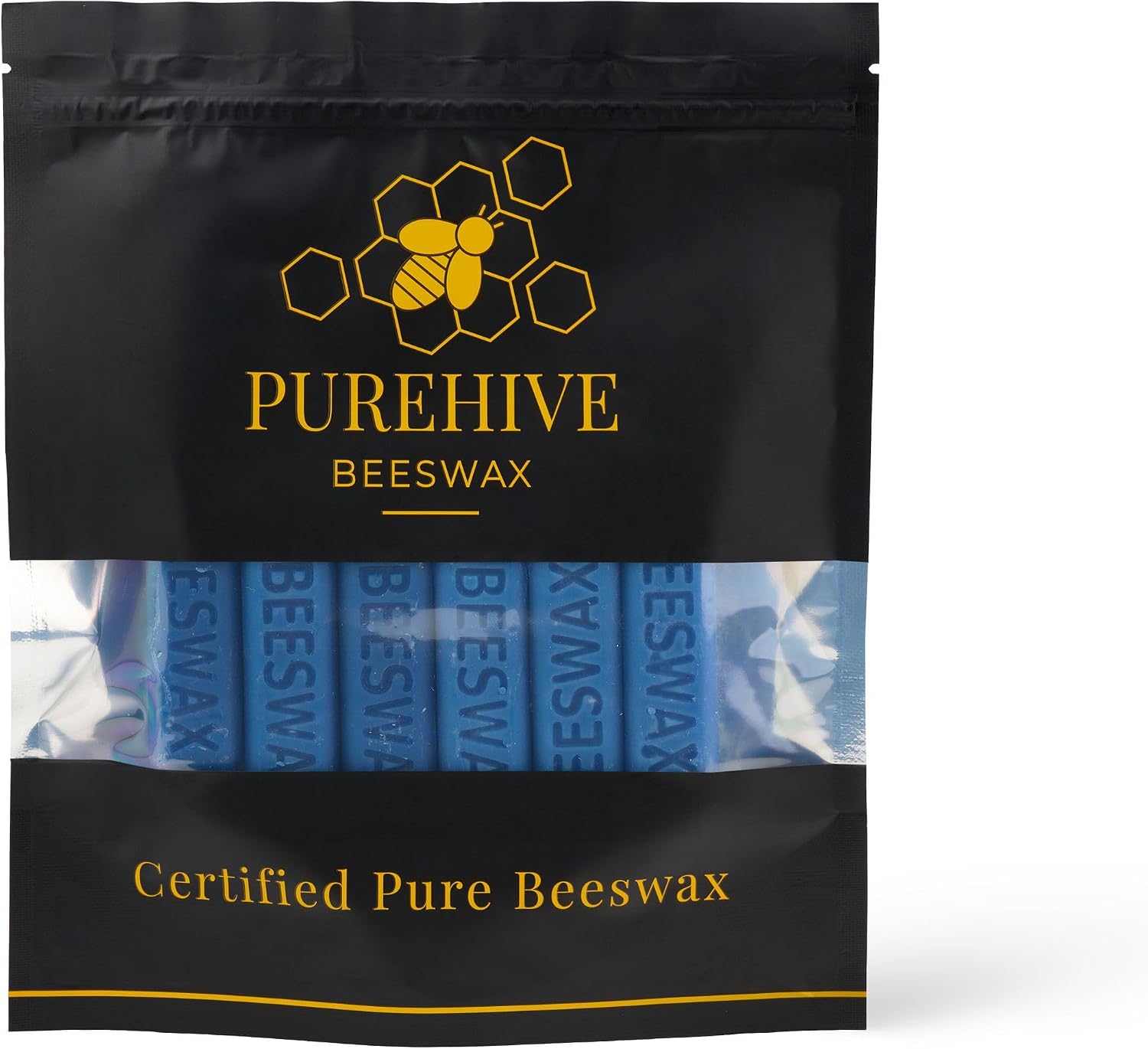PureHive Beeswax Blue Bars 6 (1 oz) | 100% Pure Natural Beeswax for Candle Making, DIY Candles, Wax Melts & Crafts