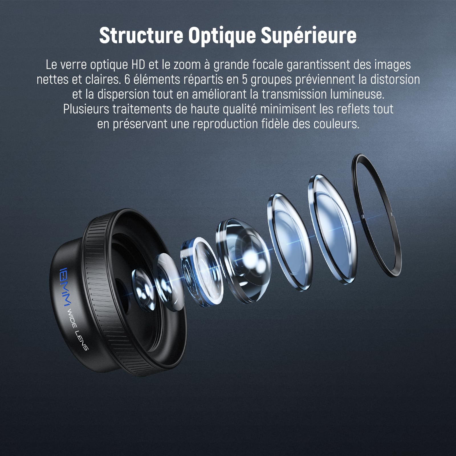 NEEWER 18mm Objectif Grand Angle avec Clip Fileté 17mm, Champ de Vision 100°, Grossissement 0.75X, 6 éléments en 5 Groupes, Compatible iPhone Android Samsung, pour la Photographie Mobile, LS-72