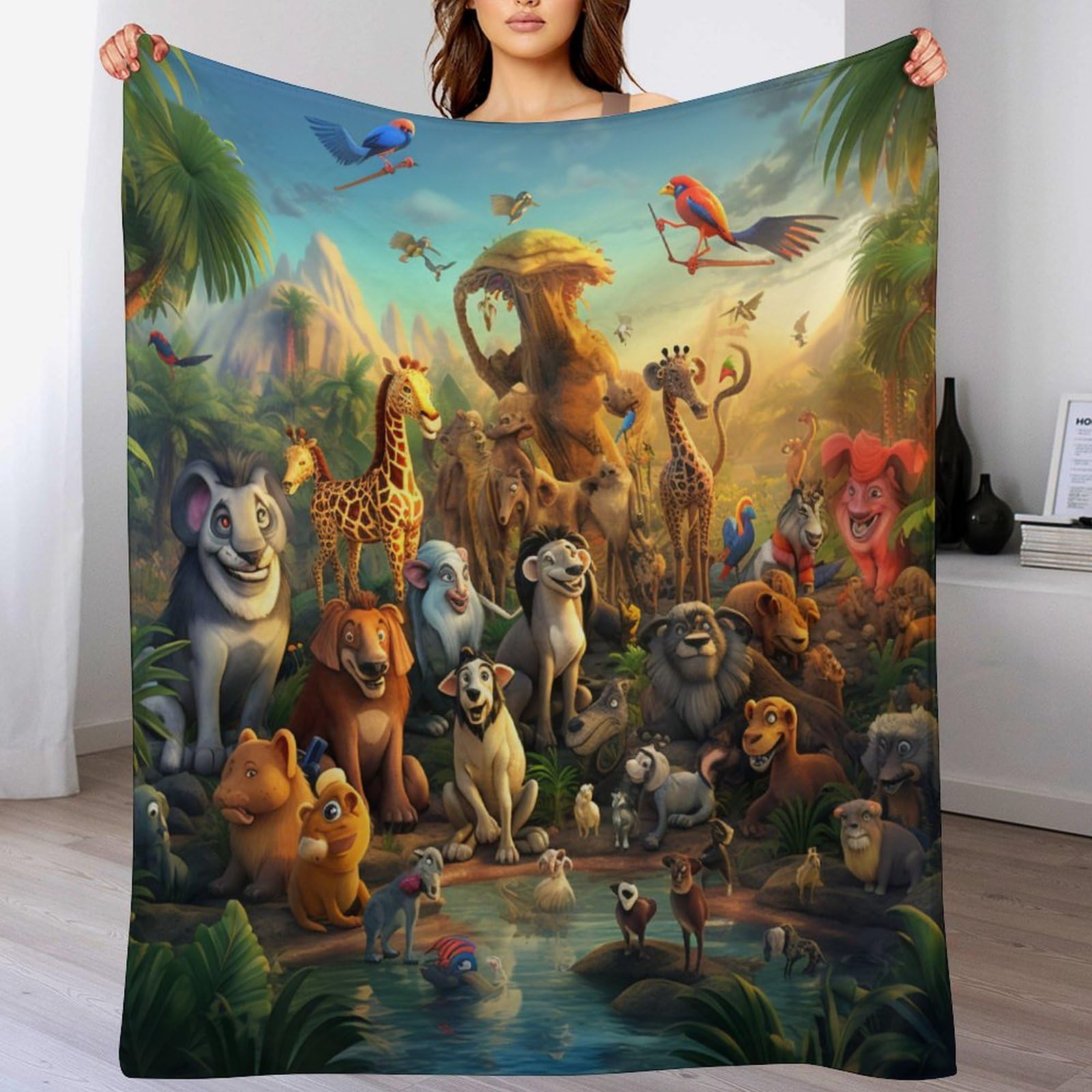 Couverture chaude et confortable flannel douce Monde Animal lavable