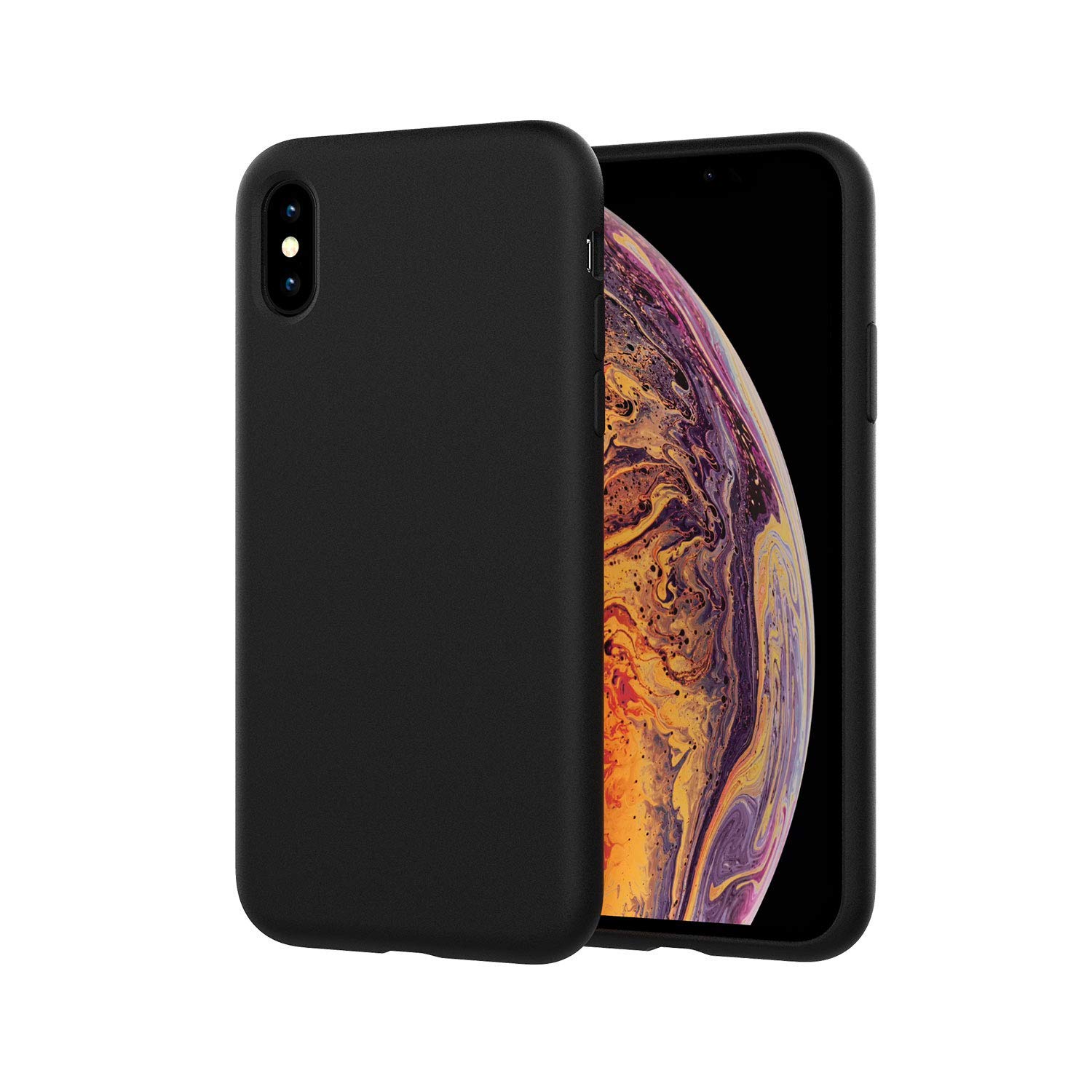 Deulec Soft Silicone Case - Back Cover with Micro Fiber Lining & Liquid Silicone Gel - for iPhone Xs Max (Coal Black)
