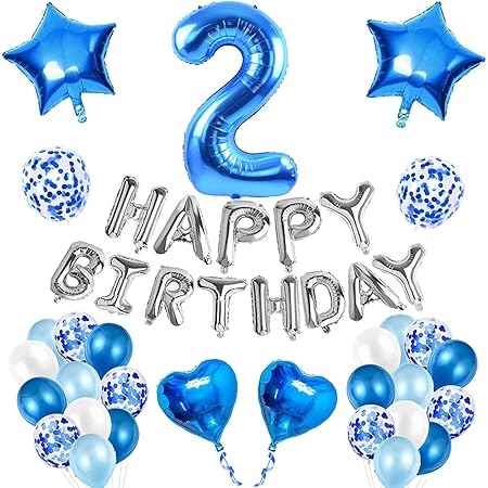 Amazon 誕生日 飾り付け 風船 Happy Birthday バルーン 数字 選べる セット 1 歳 誕生日 パーティー 飾り 男の子 女の子 大人 ナンバー 組み合わせ 自由 お祝い 記念日 バースデーバルーン ガーランド 装飾 風船 バルーンアクセサリ ブルー 数字2 風船 バルーン