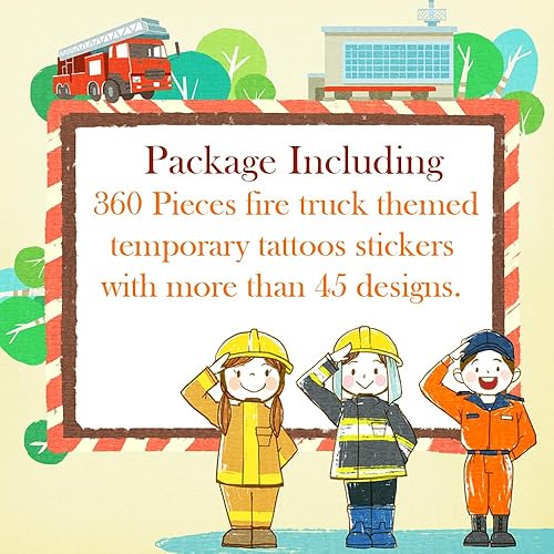 Miniatura 3 de 360 calcomanías de tatuajes temporales para fiesta de camiones de bomberos, bombero, cumpleaños, fiesta de bebé, regalos de tatuaje para niños