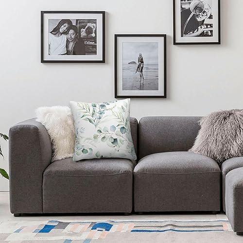 Miniatura 6 de Funda de almohada de hojas verdes salvia acuarela de 18 x 18 pulgadas para sofá, cama, decoración del hogar