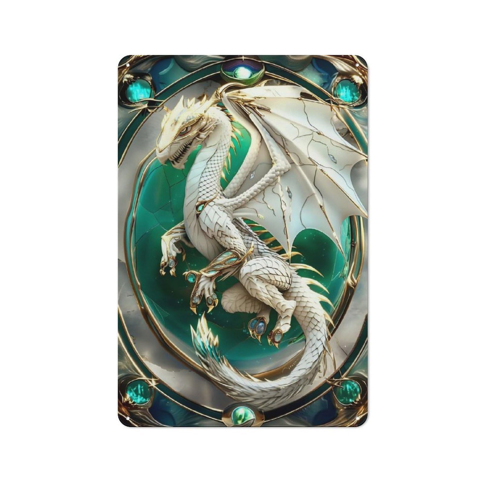 Junmoney Dragon Kintsugi Art Retro Metal Wall Sign 30X20cm For Guest Room Or Hallway, A Housewarming Gift For Home Decor Collectors