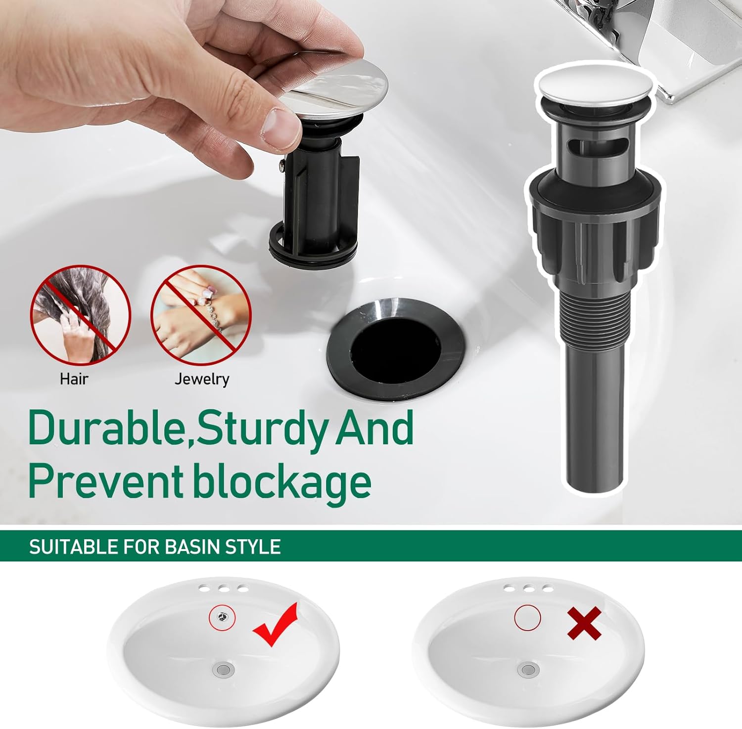 VOTON Chrome Bathroom Faucet Single Handle Bathroom Sink Faucet Lavatory Vanity Faucet with Pop Up Drain & Water Supply Lines