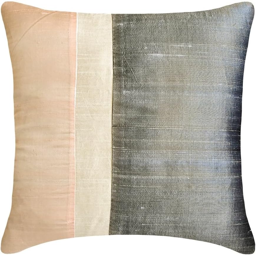 The HomeCentric Toss Pillow Cover, Light Pink & Grey 16"x16" (40x40 cm) Throw Pillow Covers, Silk Color Block Patchwork Throw Pillows for Couch, Patchwork Pattern Modern - Splendour Pink