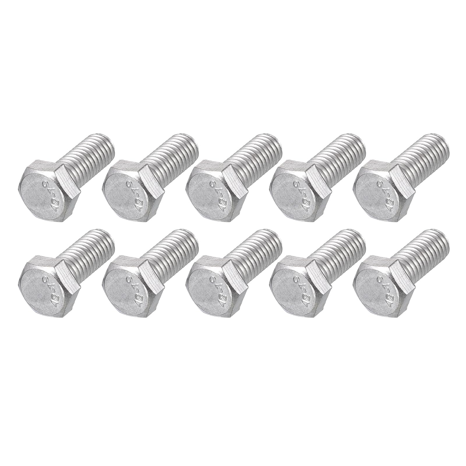 METALLIXITY Hex Bolts (M5-0.8x12mm) 50Pcs, 304 Stainless Steel Coarse Fully Threaded Hex Head Screw Bolt Machine Screws