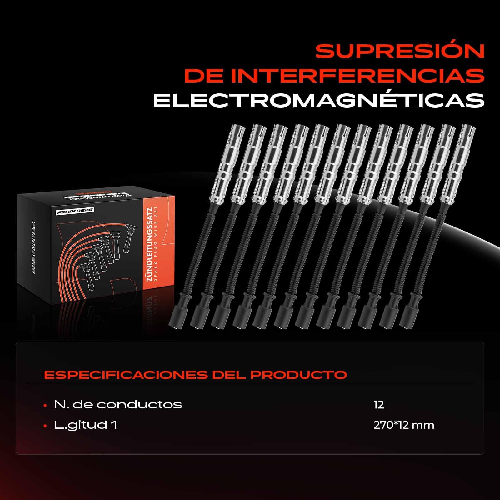Frankberg 12 cables de encendido 1121500118 | Compatible con: Autobús Vito W639, Viano W639, Clase C W202, CLK C208, Clase E Modelo T S210, Clase M W163
