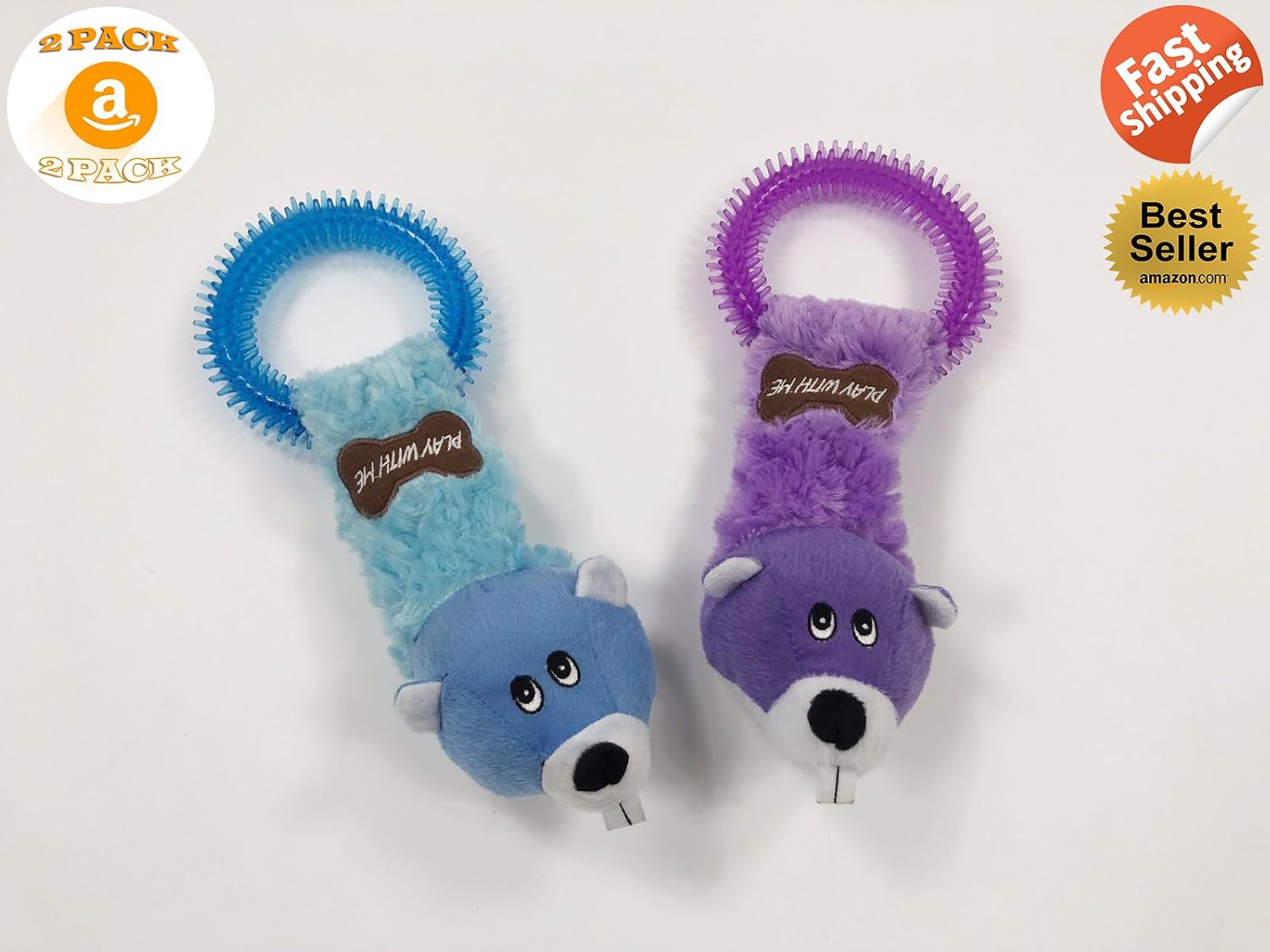 2 Pack | Educational- Ethical - Funny - Colorful - Unique Design Plush Dog Toys | Squeaker - Chewable Chewy Dog Toys | Safety – Nontoxic…