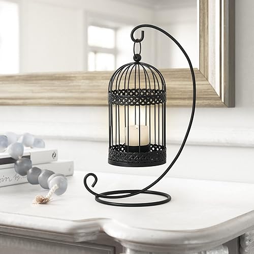 Miniatura 3 de Asense Portavelas de metal, modernos candelabros rústicos de granja, faroles decorativos para interiores y exteriores, mantel de mesa, estilo 1,