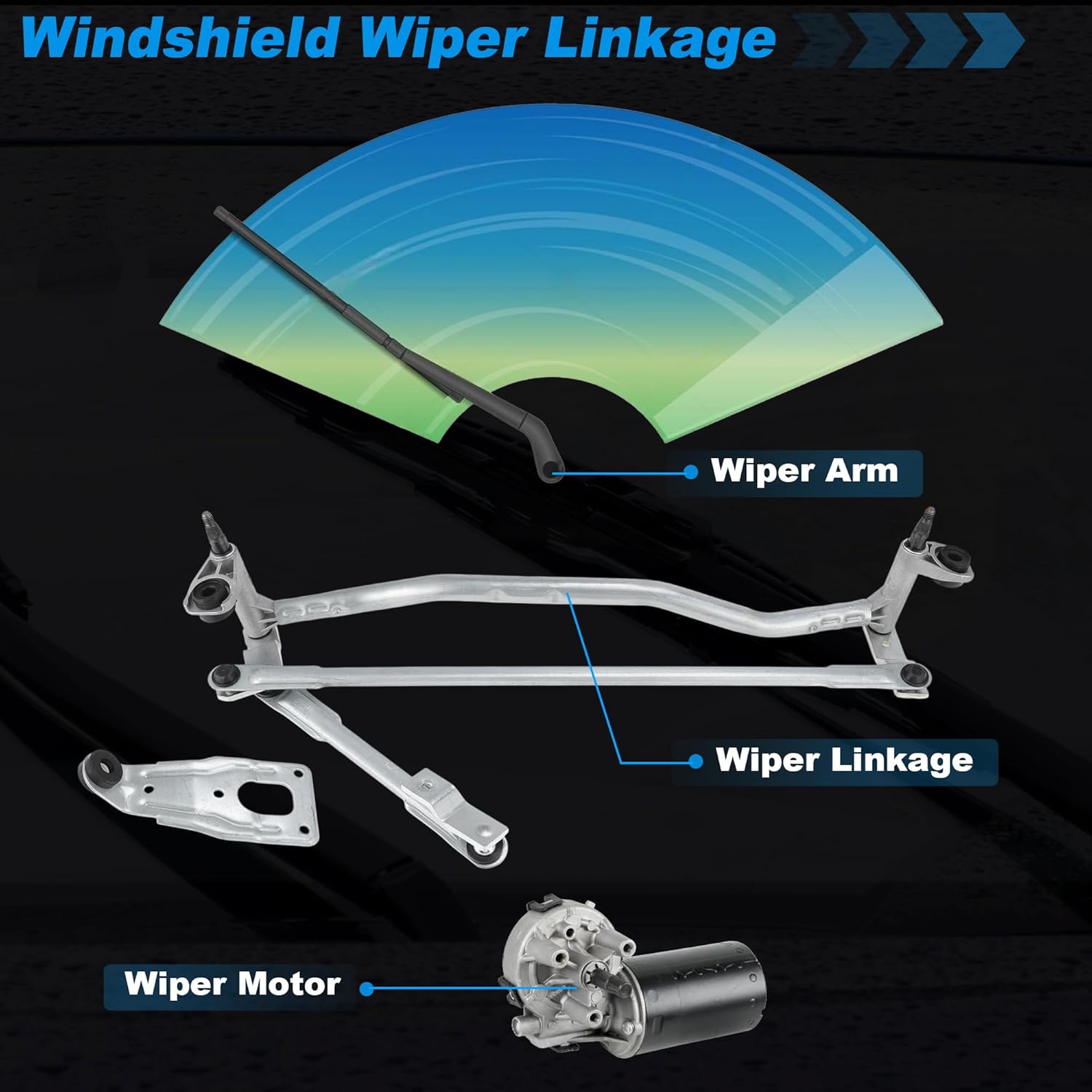 Motoforti Front Windshield Wiper Linkage for Volkswagen Jetta 2011-2013/2015-2017 Windshield Wiper Linkage Assembly No.5C7955601