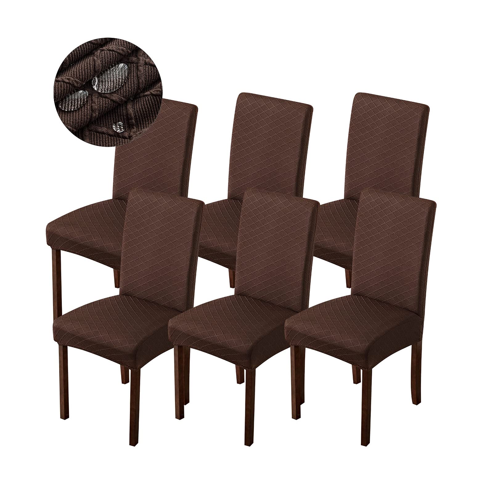 Genina Fundas Impermeables para sillas de Comedor, Cocina, Fundas para sillas Parsons (Chocolate, 6 Piezas)