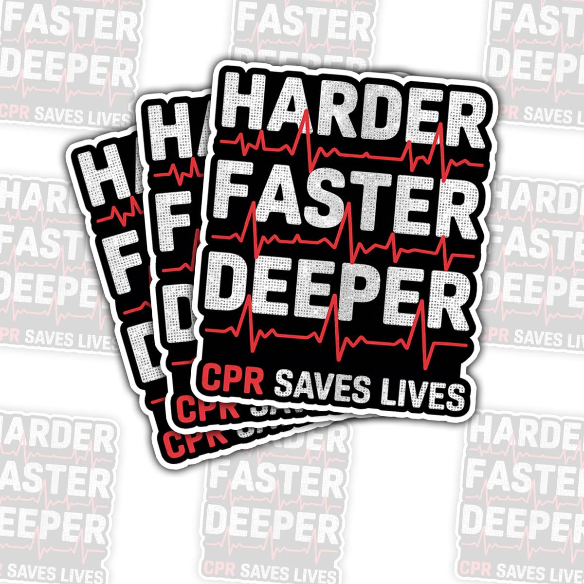 Photo 1 of **2 packs** 3pcs Harder Faster Deeper CPR Sticker – Funny Medical Humor for EMTs, Nurses, Healthcare Workers, and CPR Instructors for Laptop Water Bottle Phone Case Tumbler Kindle Hard Hat Gifts 3"x3" 3in