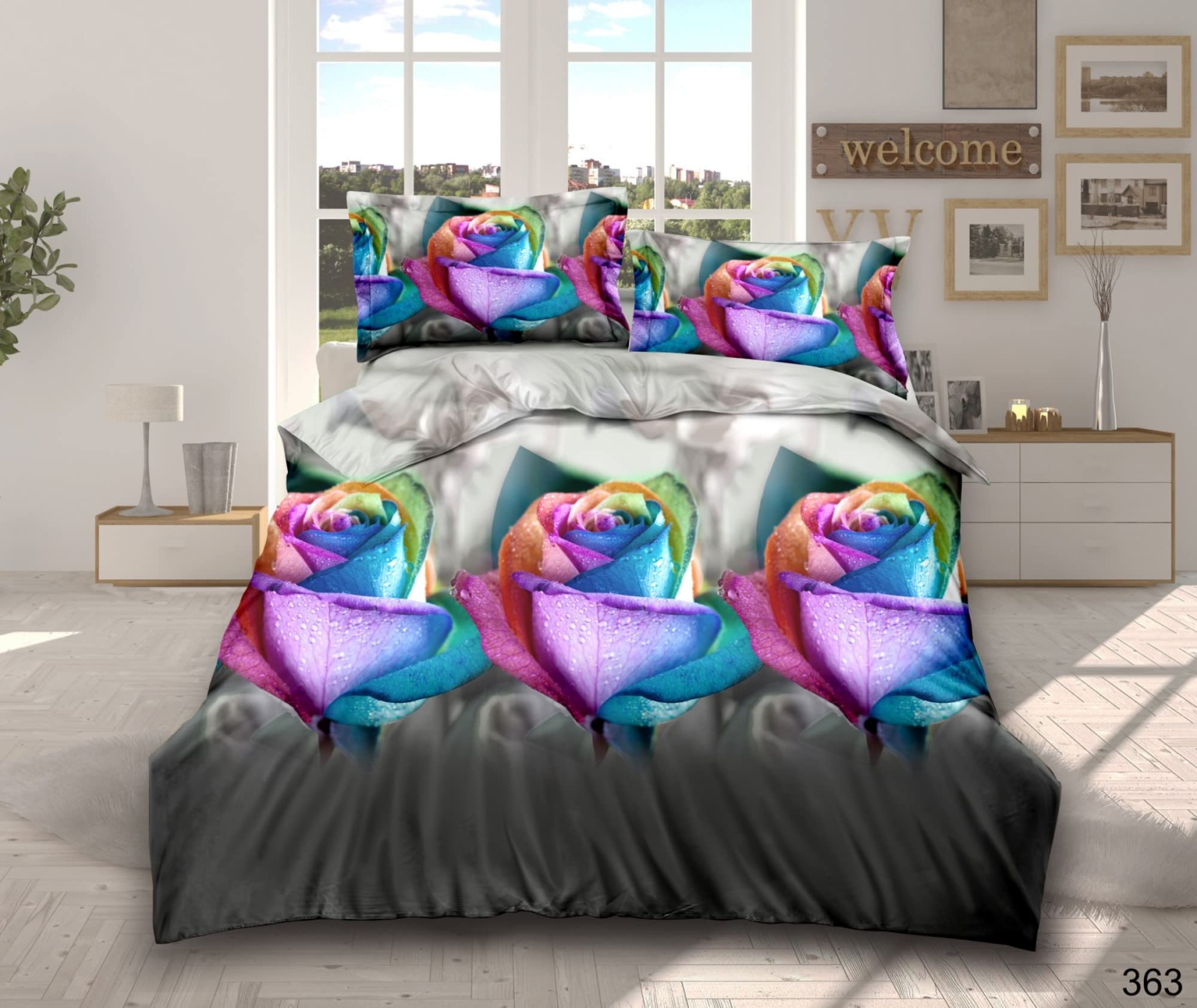 PRIME LINENS 3D Duvet Cover Set 4 Piece Microfiber Printed Design Quilt Cover Bedding Set with Pillow Cases and Extra Fitted Sheet Machine Washable (King 4 Piece, 3D Printed 363) โ image 1