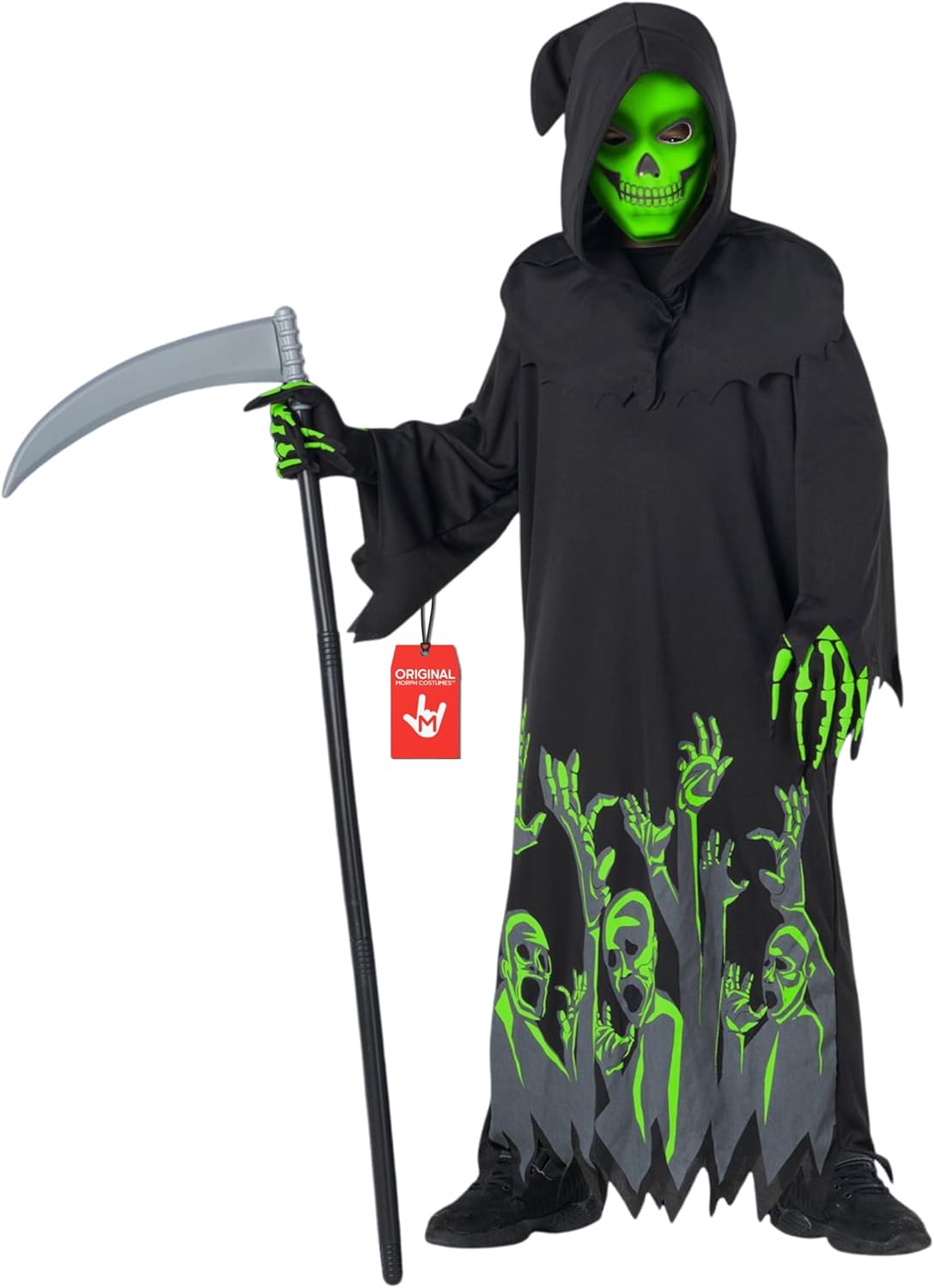 Morph Glow In The Dark Grim Reaper Costume Kids, Halloween Costumes for Boys Glow In The Dark, Reaper Costume Kids