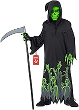 Morph Disfraz Muerte Niño, Brilla en la Oscuridad,​ Disfraces Esqueleto, Traje Parca, Disfraz Halloween Niño Muerte