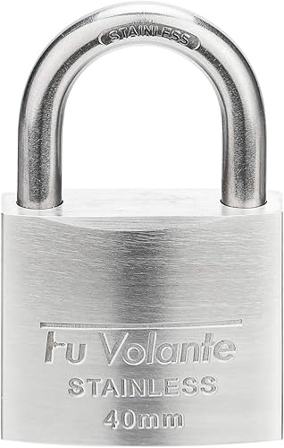 Candado de perno de tambor de acero inoxidable, serie marina 304, candado resistente a la intemperie para uso en exteriores, 1-9/16 pulgadas de