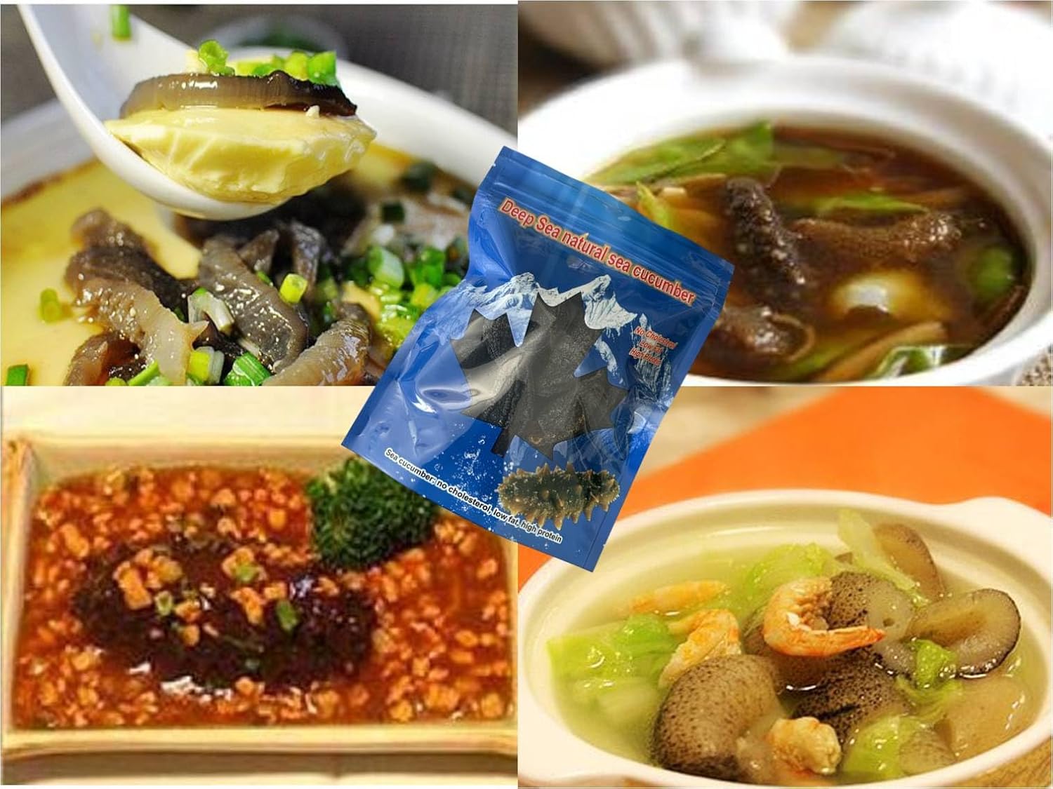 PEACE PAVILION Dried Deep Sea Natural Sea Cucumber Standard Bag Package (0.5lb)227g(with Ribs/Belt Bandage)