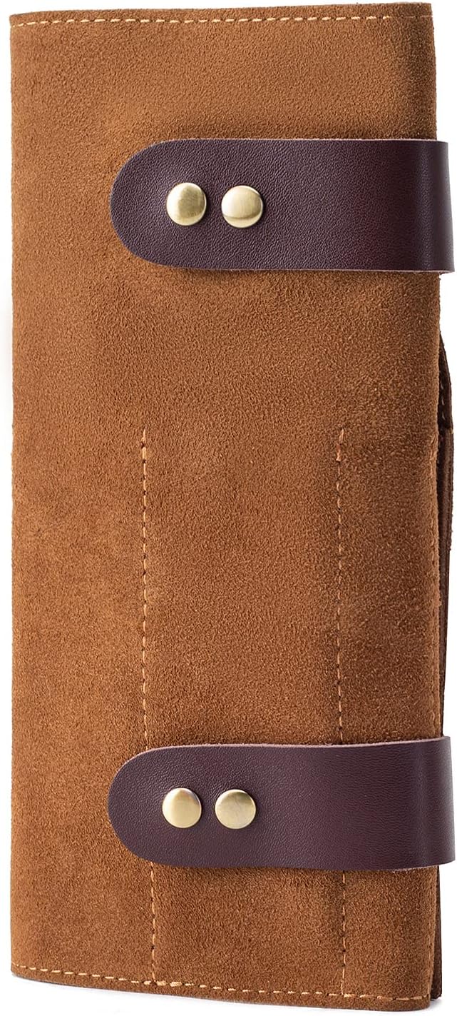 Hair Stylist Scissor Holder Pouch Cases for Hairdressers, Real Leather Scissor Roll Up Bag, Salon Tools Organizer for Barber Hairdresser (V-001-Brown)