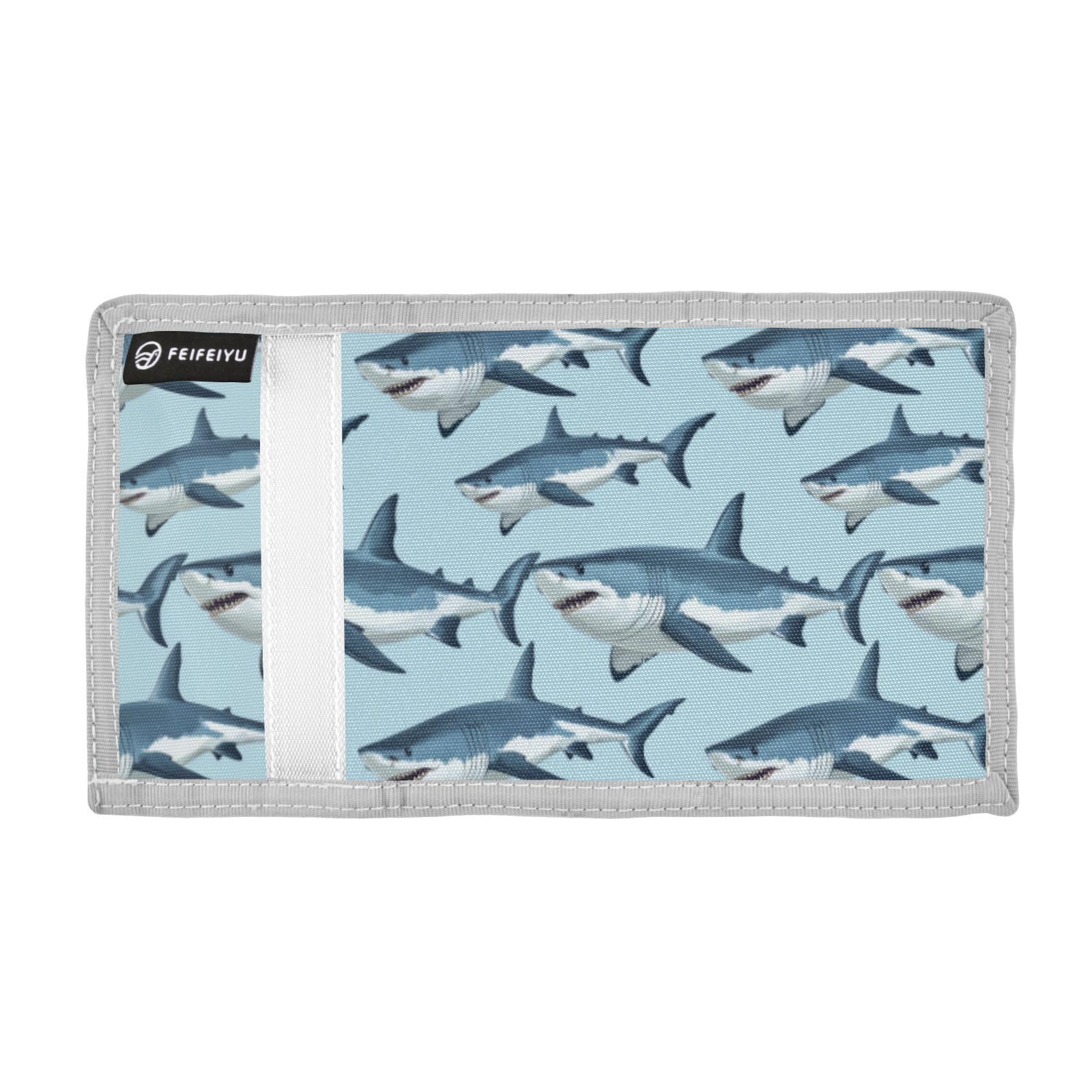 Wusikd Great White Shark Kids Wallet for Boys Girls Toddler Trifold Wallet Novelty Wallet for Teens Women Men