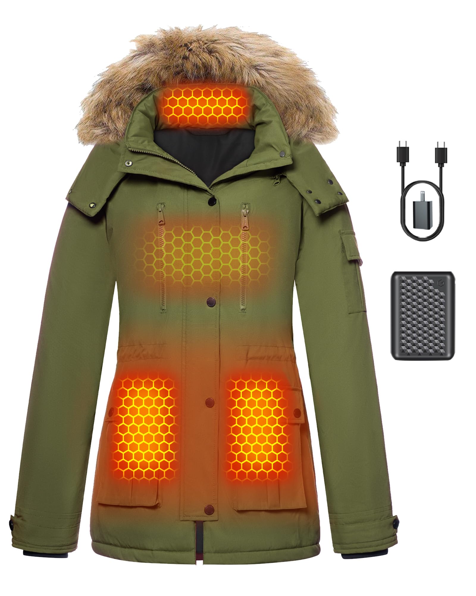 Graphene Heated Jacket for Women with Large Capacity Battery Pack