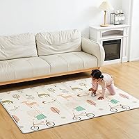 Vista 6 de Tapete plegable para bebé, tapete de juego de espuma extra grande, reversible, impermeable, portátil, de doble cara, para niños pequeños, uso