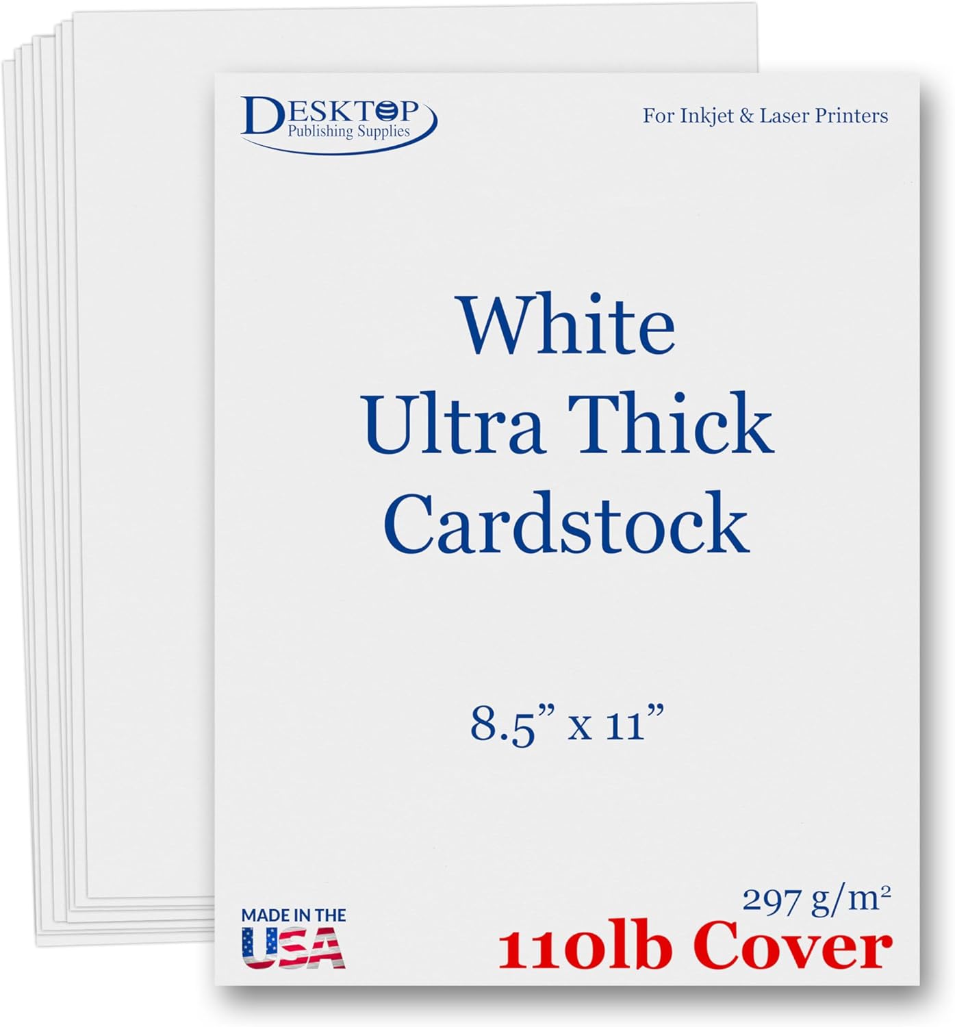 White 110lb Cover (300gsm) Cardstock 8.5x11 - Ultra Heavyweight Thick Card Stock, Smooth Bright White Printer Paper - Invitations, Menus, Posters, Brochures, Crafts - Inkjet/Laser Printers -200 Sheets