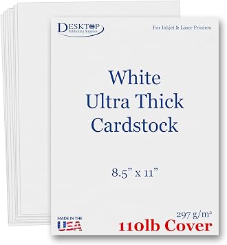 White 110lb Cover 300gsm Cardstock 8.5x11 - Ultra Heavyweight Thick Card Stock, Smooth Bright White Printer Paper - Invitations, Menus, Posters, Brochures, Crafts - Inkjet/Laser Printers - 50 Sheets