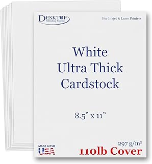 White 110lb Cover (300gsm) Cardstock 8.5x11 - Ultra Heavyweight Thick Ca...