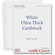 White 110lb Cover 300gsm Cardstock 8.5x11 - Ultra Heavyweight Thick Card Stock, Smooth Bright White Printer Paper - Invitations, Menus, Posters, Brochures, Crafts - Inkjet/Laser Printers - 50 Sheets