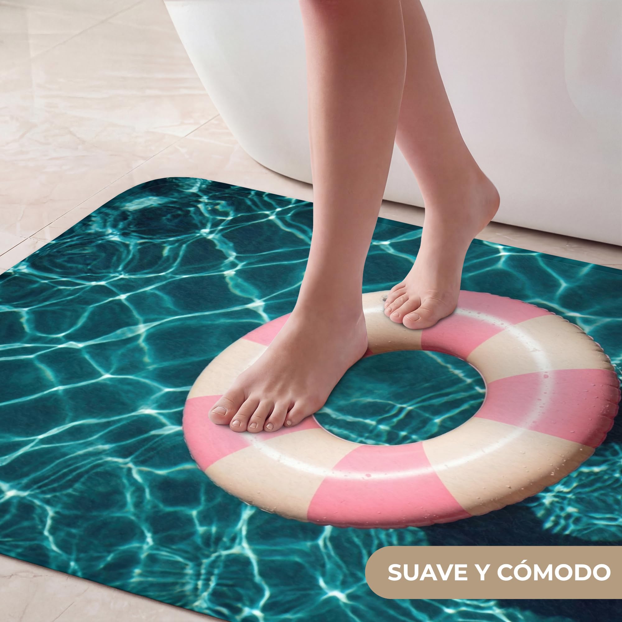 Alfombra De Baño Rectangular 60x90 cm Bathroom Bath Mat Lavable Tapete Antideslizante Alfombras Ducha Decoracion Alfombrilla Flotar - Remar - Agua