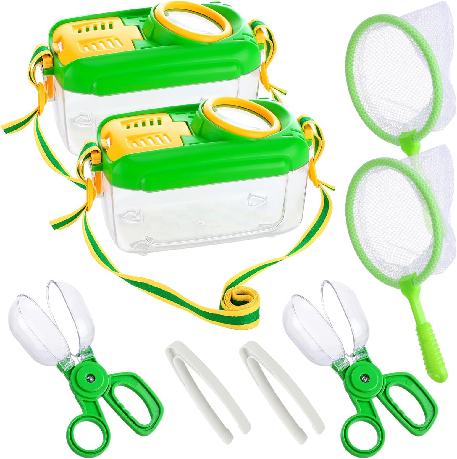 2Sets Bug Catcher for Kids - Sturdy Kids Bug Catching Kit Gifts with Collector Butterfly Net Tweezer, Bugs Habitat Outdoor Explorer Kit for Age 3 4 5 6 7 8, 8Pcs