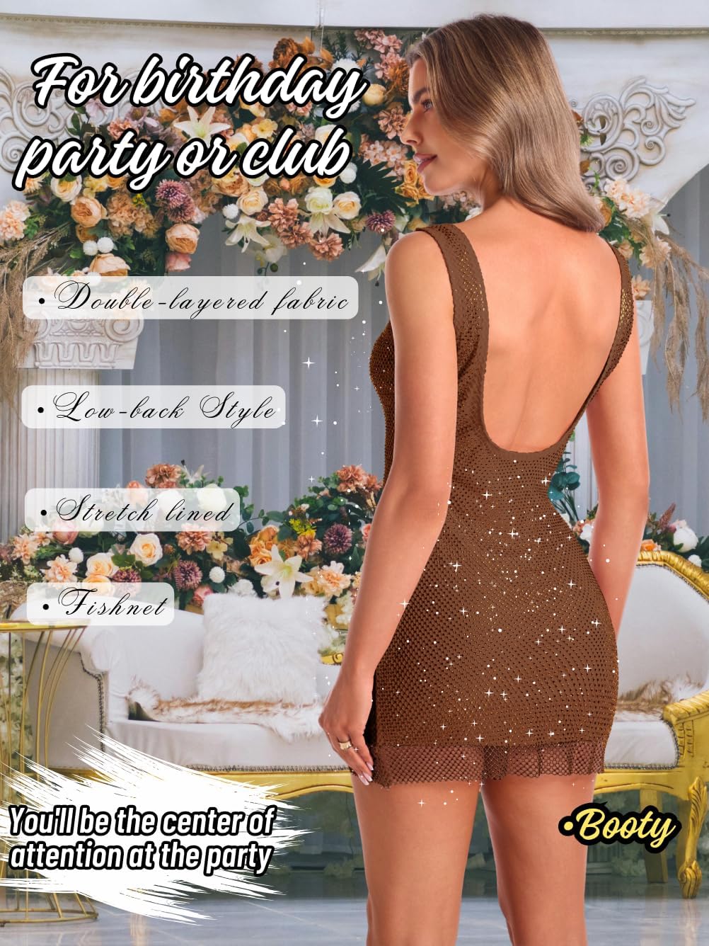 Rhinestone Mini Dress,Sparkly Embellished Dresses for Women,Sexy Homecoming Birthday Party Nye Outfits - Image 4