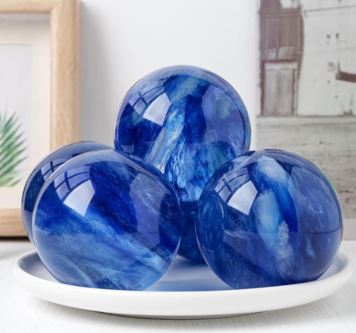 SXQWEPGOM Blue Smelting Stone Quartz Crystal Ball Crystals Sphere