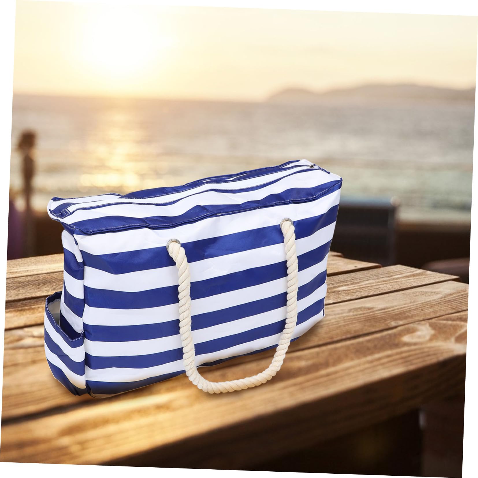 OUNONA Sac de Plage Étanche Toile Pochette Imperméable pour Activités de Plein Air Grand Sac Fourre-tout pour Plage et Piscine Bleu
