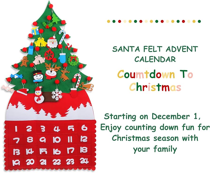 Amazon.com: MVNISE Christmas Advent Calendar 2025, DIY Xmas Tree Felt Countdown Calendar with 24pcs Reusable Detachable Ornaments for Kids Gifts Wall Door Hanging Decoration Home Office Classroom Holiday Decor : Home &
