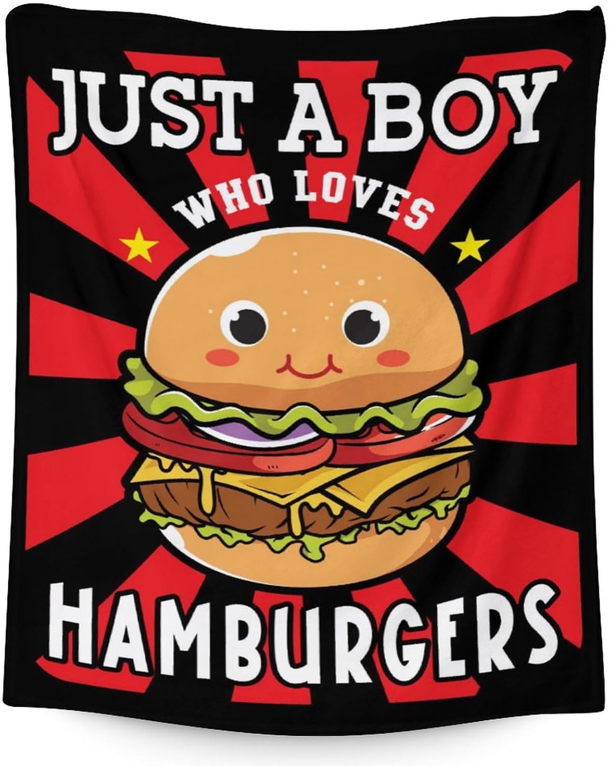 Custom Hamburger Blanket for Teen Girls - 50" x 60" Inches Funny Hamburger Throw Blankets for Adults - Black Soft Cozy Throws for Couch, Bed & Travel