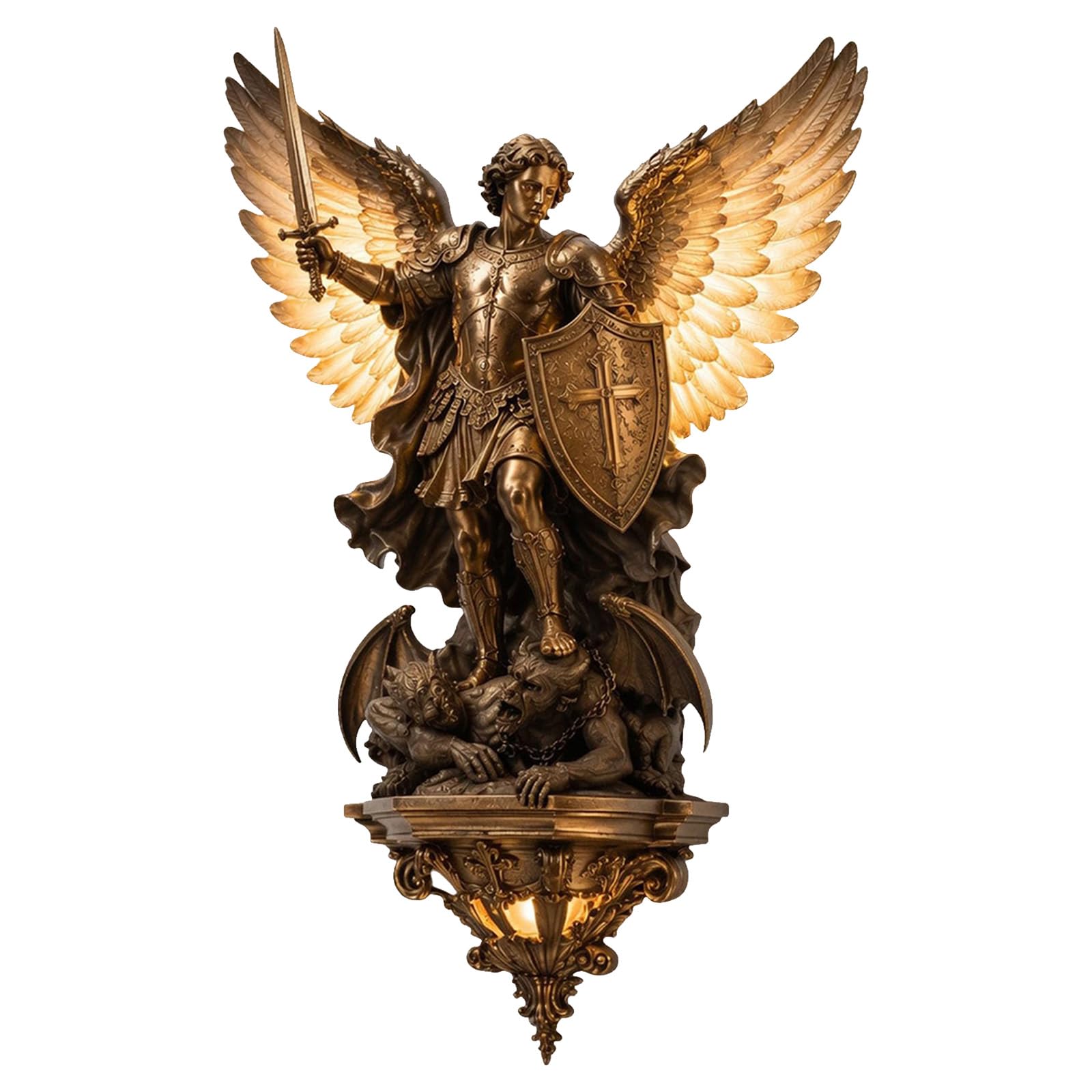 Gothic Angel Sculpture Wall Sconce Resin LED Ambient Statue Lamp
